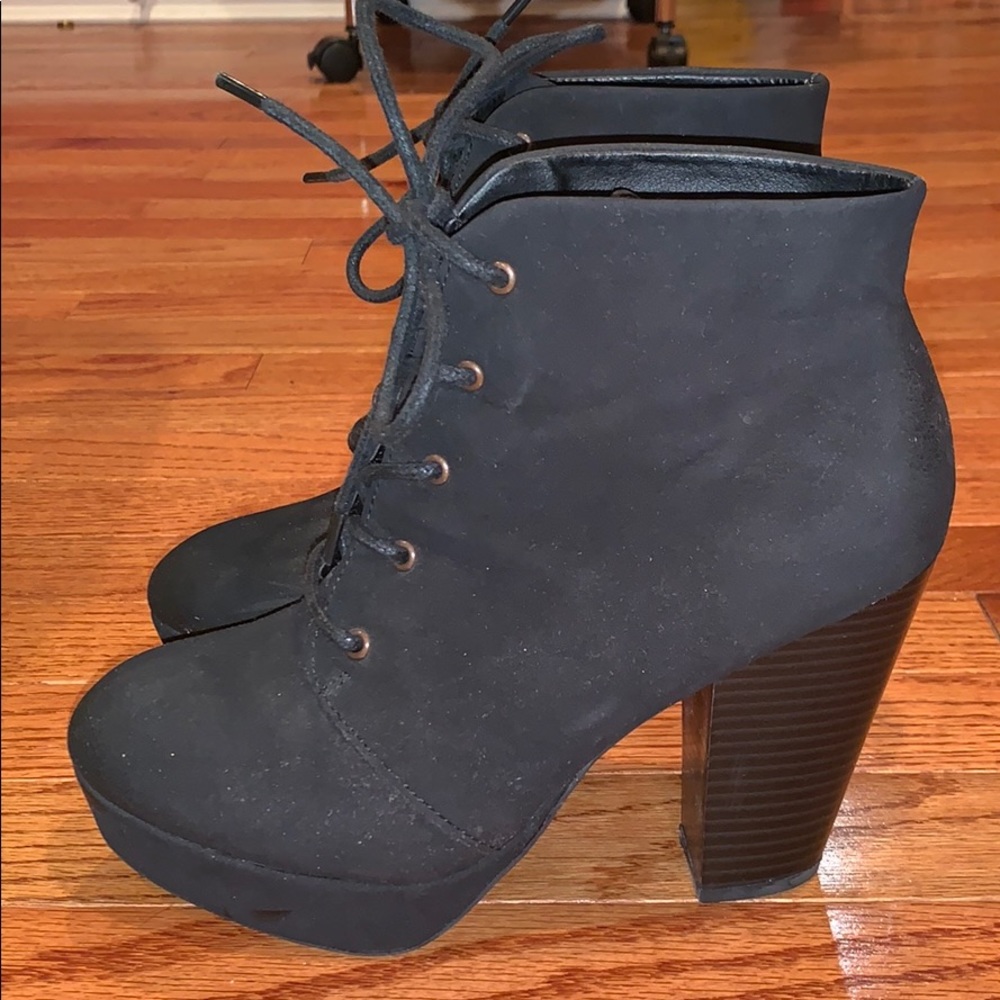 Black Chunky Heel Booties